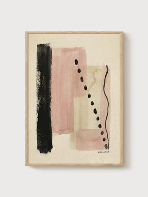 Minimalist Abstract Print poster in oak frame