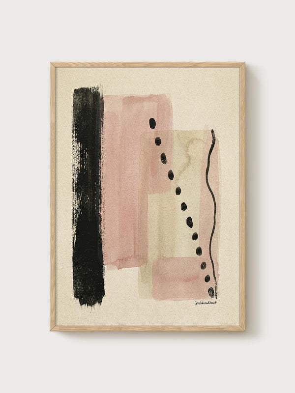 Minimalist Abstract Print poster in oak frame