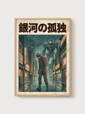 Mecha Pilot Poster poster in oak frame