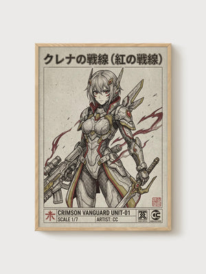 Mecha Warrior Poster poster in oak frame