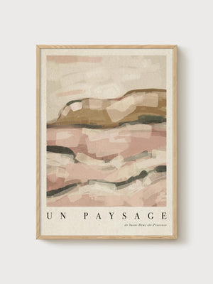 Modern Abstract Landscape Print poster in oak frame