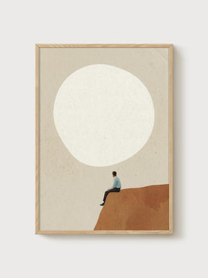 Minimalist Wall Art poster in oak frame