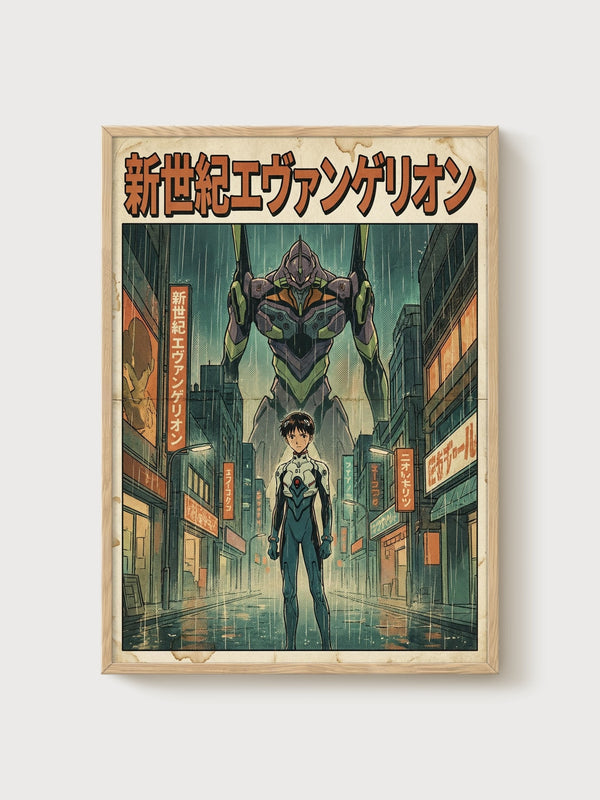 Evangelion Poster poster in oak frame