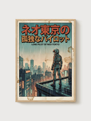 Cyberpunk Poster poster in oak frame