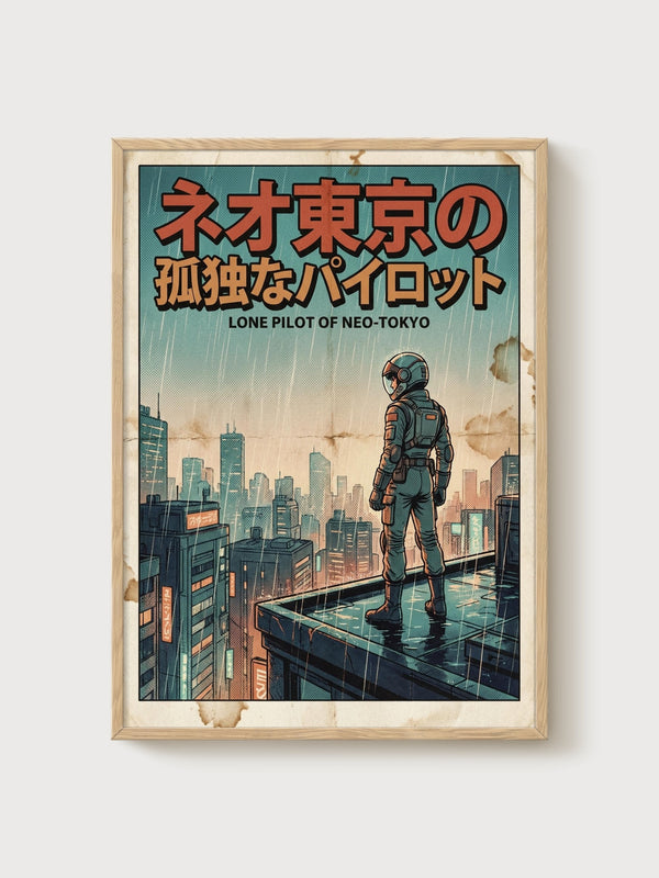 Cyberpunk Poster poster in oak frame