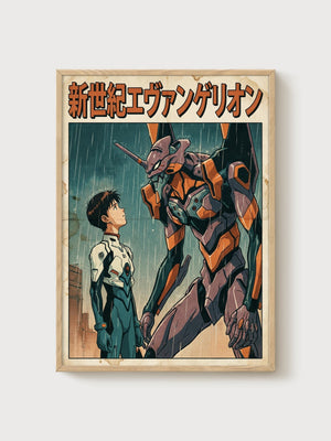 Evangelion Poster poster in oak frame