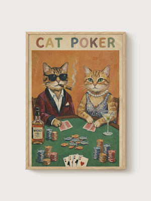 Funny Cat Poster poster in oak frame