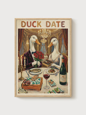 Duck Date Poster poster in oak frame