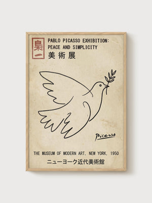 Pablo Picasso Dove of Peace Print poster in oak frame
