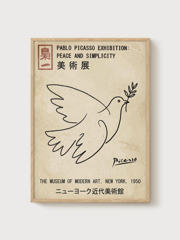 Pablo Picasso Dove of Peace Print poster in oak frame