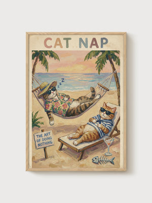 Funny Cat Poster poster in oak frame