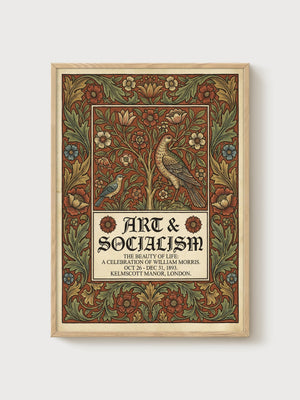 William Morris Print poster in oak frame