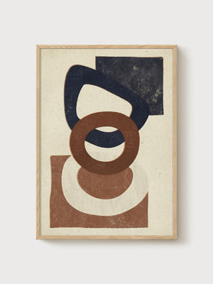 Mid Century Modern Print poster in oak frame