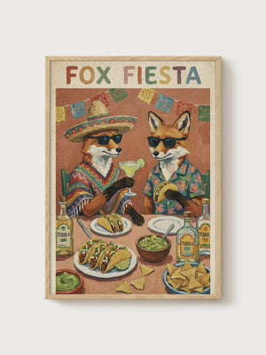 Funny Fox Poster poster in oak frame