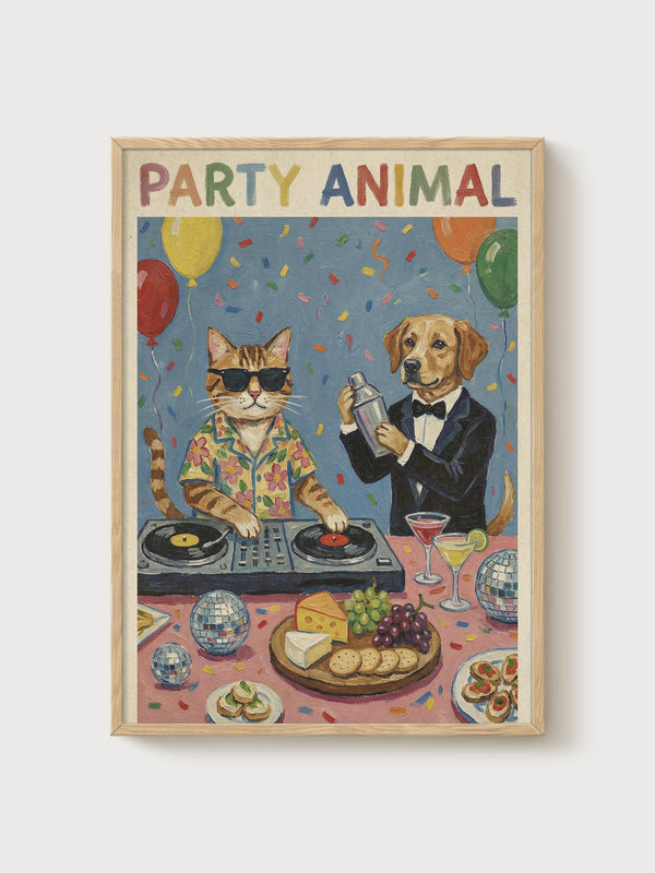 Funny Cat Poster poster in oak frame