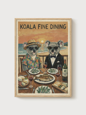 Quirky Koala Poster poster in oak frame