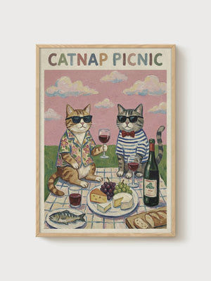 Funny Cat Poster poster in oak frame