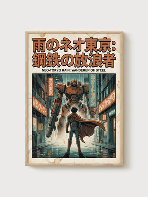 Mecha Poster poster in oak frame