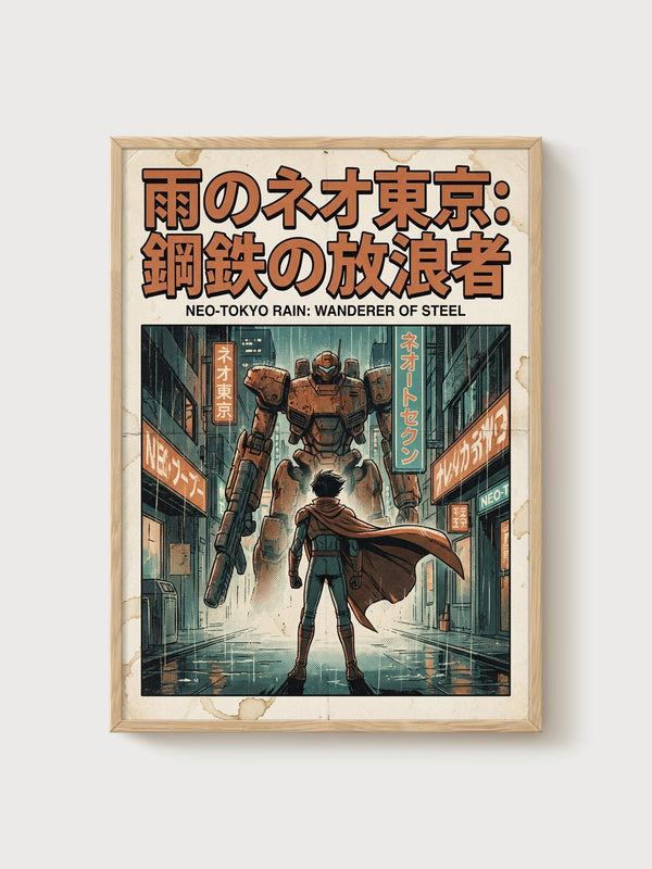 Mecha Poster poster in oak frame