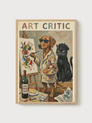 Dog Artist Poster poster in oak frame