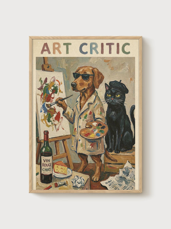 Dog Artist Poster poster in oak frame