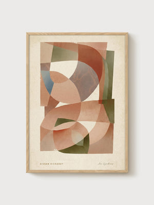 Mid Century Modern Wall Art poster in oak frame