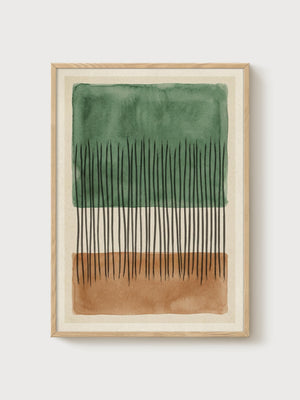 Minimalist Abstract Print poster in oak frame