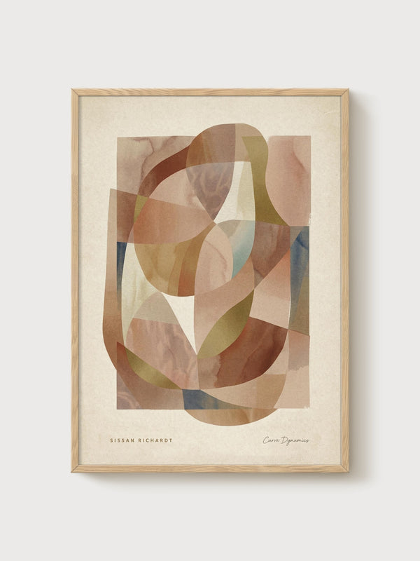 Mid Century Modern Wall Art poster in oak frame
