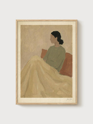 1920s Woman Portrait Print poster in oak frame