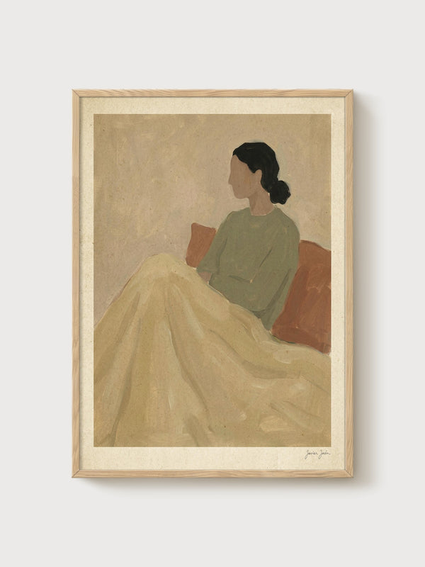 1920s Woman Portrait Print poster in oak frame