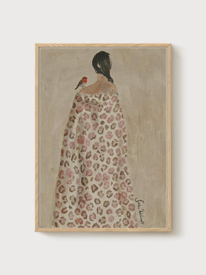 Modern Figure Art Print poster in oak frame