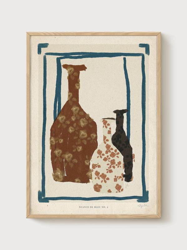 Vintage Still Life Print poster in oak frame