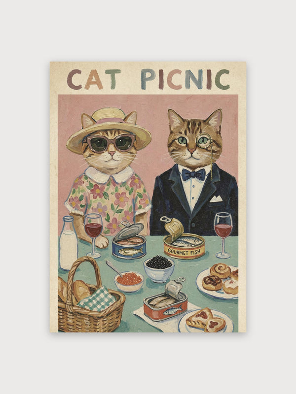 Cat Picnic Poster - Digital Download