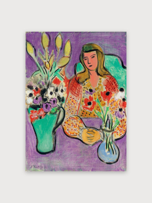 Girl With Anemones On Purple Background - Digital Download