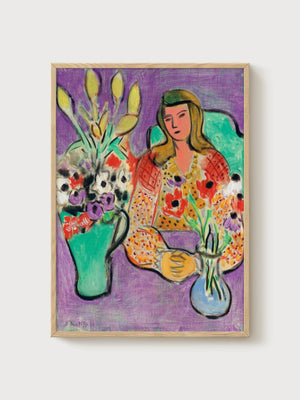 Henri Matisse Girl With Anemones Print poster in oak frame