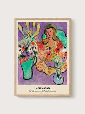 Henri Matisse Girl With Anemones Print poster in oak frame