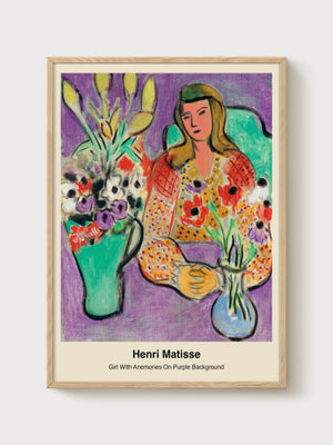 Henri Matisse Girl With Anemones Print poster in oak frame