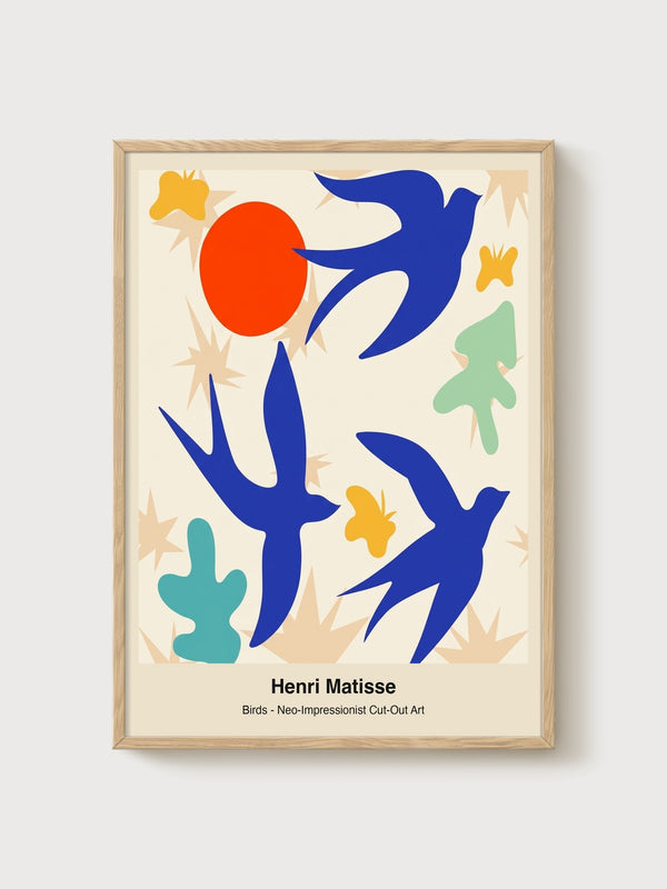Henri Matisse Birds Print poster in oak frame