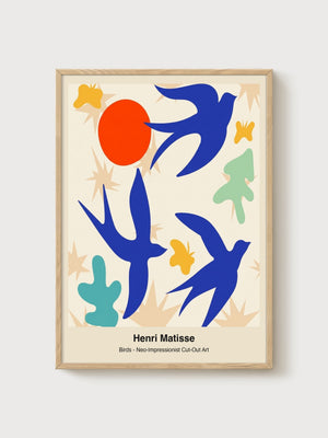 Henri Matisse Birds Print poster in oak frame