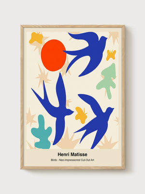 Henri Matisse Birds Print poster in oak frame