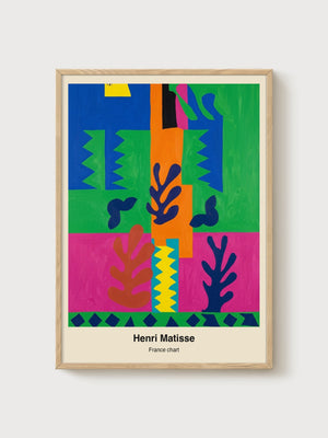 Henri Matisse France Chart Print poster in oak frame