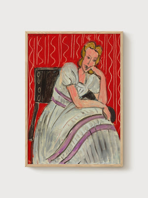 Henri Matisse Young Woman in Gray Dress poster in oak frame