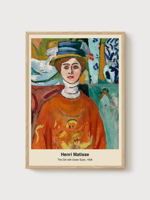 Henri Matisse The Girl with Green Eyes Print poster in oak frame
