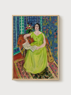 Henri Matisse Woman In Green Gown Print poster in oak frame