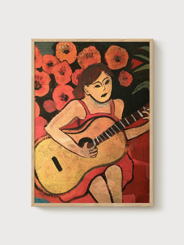 Henri Matisse Woman With A Guitar Print poster in oak frame