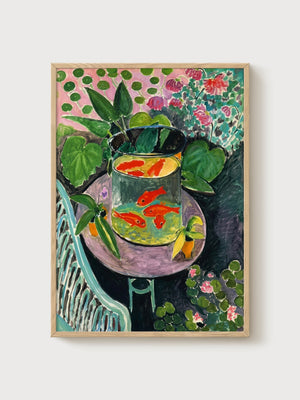 Henri Matisse The Goldfish Print poster in oak frame