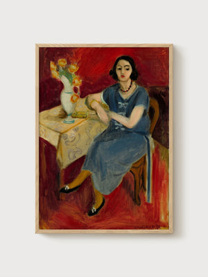 Henri Matisse Woman in Blue Print poster in oak frame