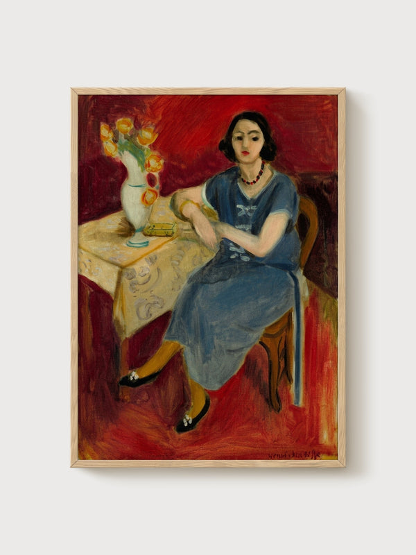 Henri Matisse Woman in Blue Print poster in oak frame