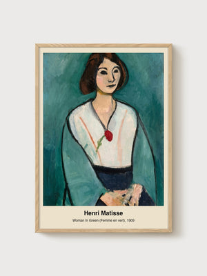 Henri Matisse Woman In Green Print poster in oak frame
