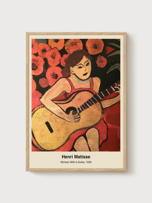 Henri Matisse Woman With A Guitar Print poster in oak frame
